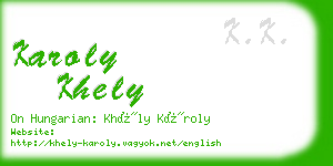 karoly khely business card